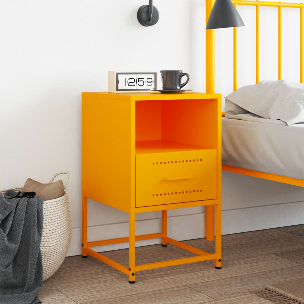 Mesa de cabeceira 36x39x60,5 cm aço amarelo mostarda