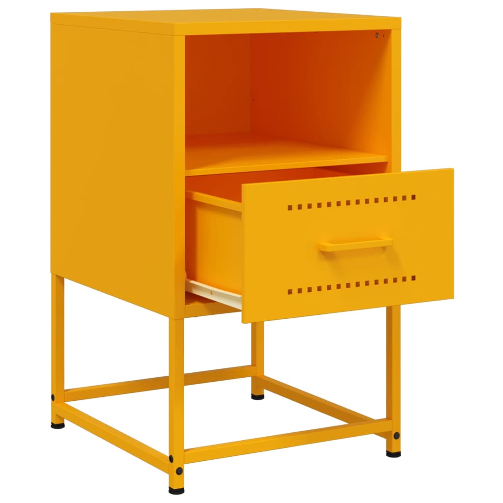 Mesas de cabeceira 2 pcs 36x39x60,5 cm aço amarelo mostarda