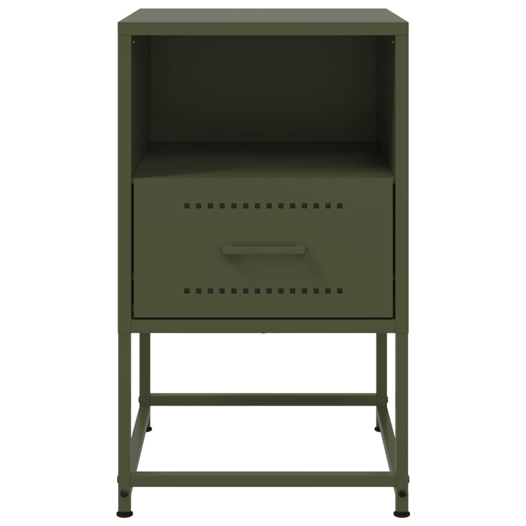 Mesas de cabeceira 2 pcs 36x39x60,5 cm aço verde azeitona