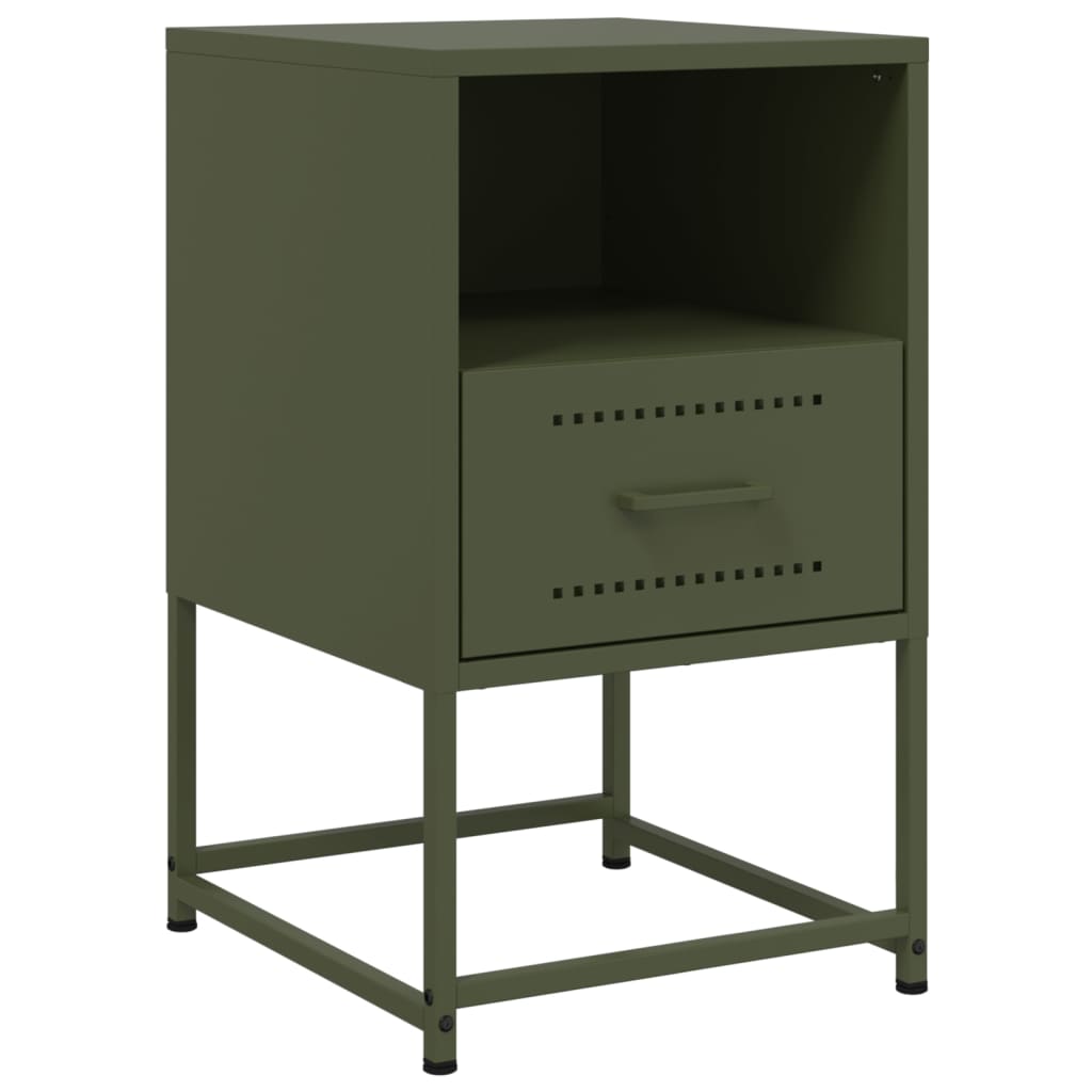 Mesas de cabeceira 2 pcs 36x39x60,5 cm aço verde azeitona