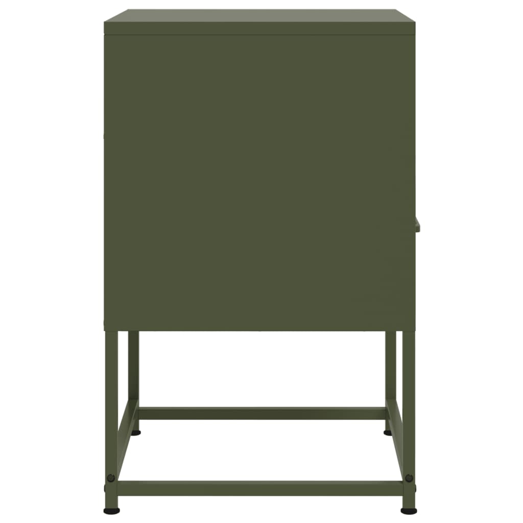 Mesas de cabeceira 2 pcs 36x39x60,5 cm aço verde azeitona