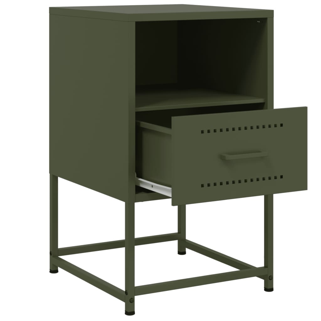 Mesas de cabeceira 2 pcs 36x39x60,5 cm aço verde azeitona