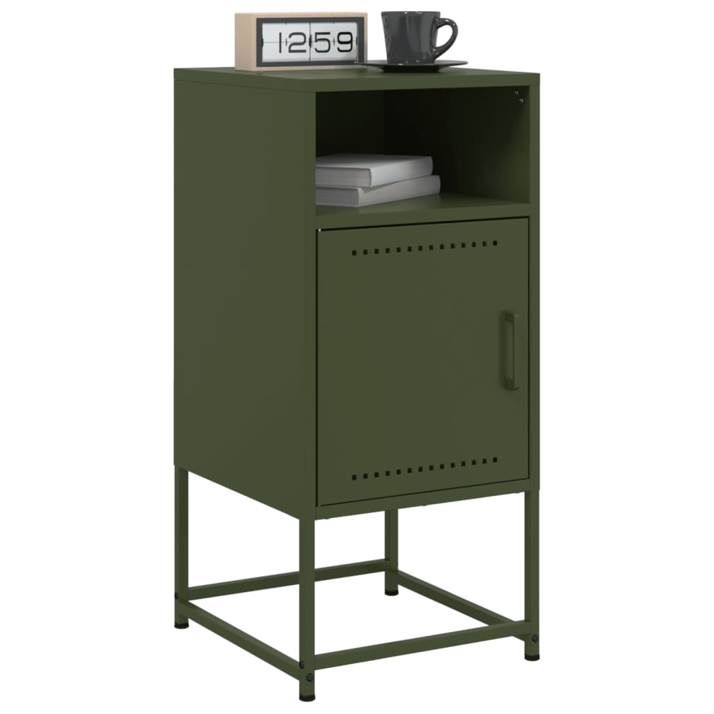 Mesa de cabeceira 36x39x78 cm aço verde-azeitona