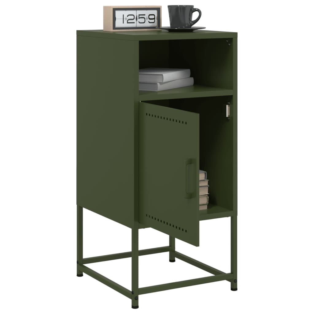 Mesa de cabeceira 36x39x78 cm aço verde-azeitona
