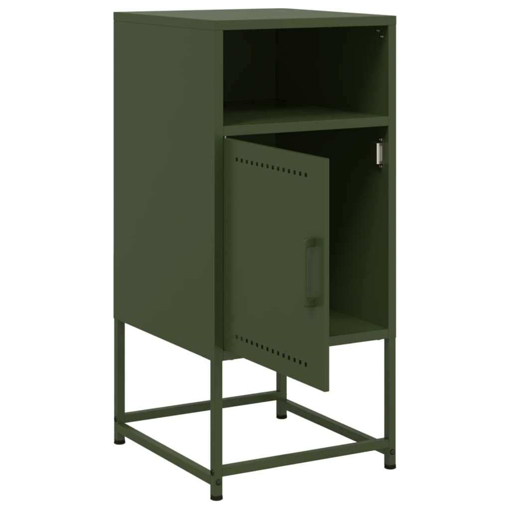 Mesa de cabeceira 36x39x78 cm aço verde-azeitona