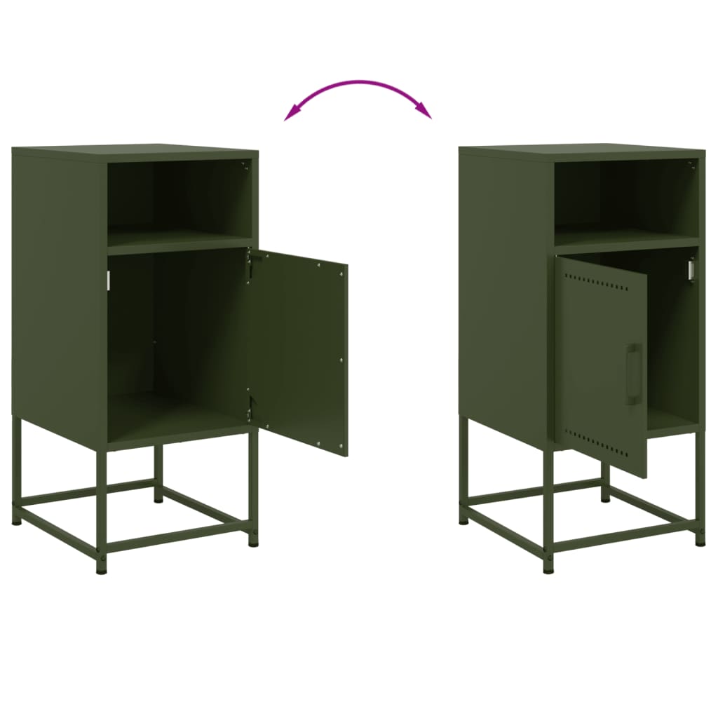 Mesas de cabeceira 2 pcs 36x39x78 cm aço verde-azeitona