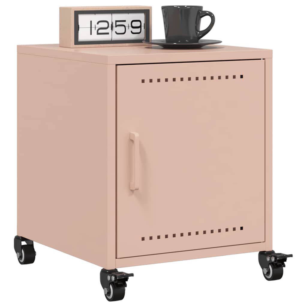 Mesas de cabeceira 2 pcs 36x39x43,5 cm aço rosa