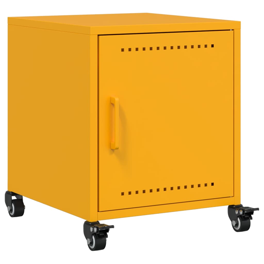 Mesas de cabeceira 2 pcs 36x39x43,5 cm aço amarelo mostarda