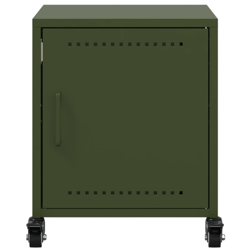 Mesa de cabeceira 36x39x43,5 cm aço verde-azeitona
