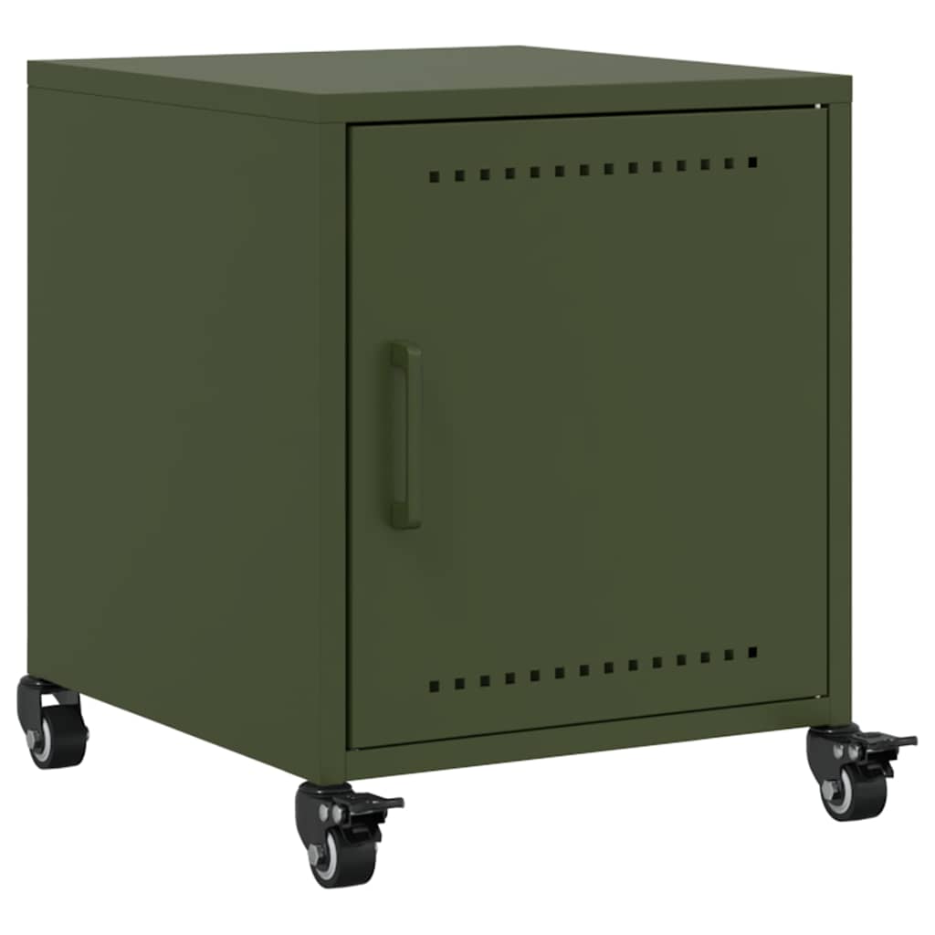Mesas de cabeceira 2 pcs 36x39x43,5 cm aço verde-azeitona