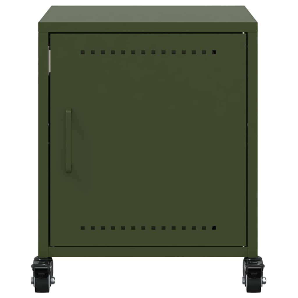 Mesas de cabeceira 2 pcs 36x39x43,5 cm aço verde-azeitona
