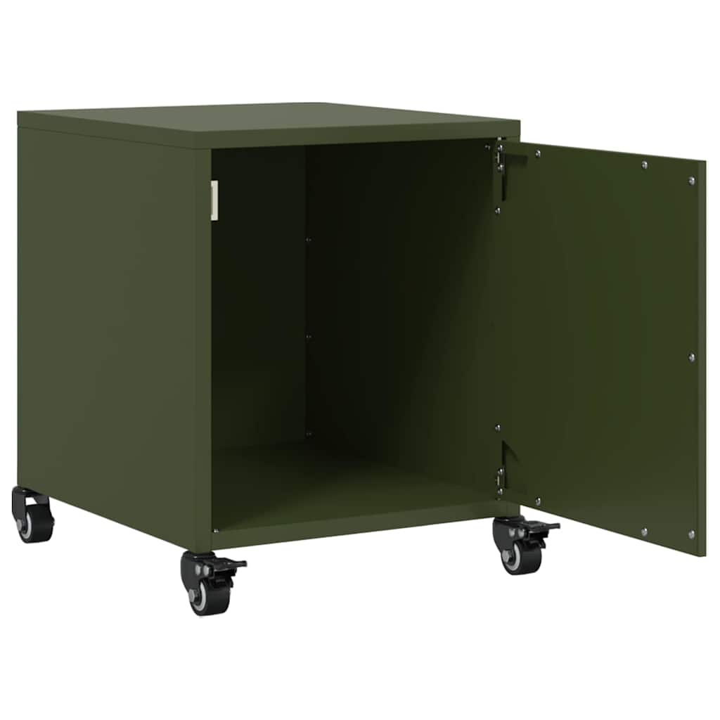 Mesas de cabeceira 2 pcs 36x39x43,5 cm aço verde-azeitona