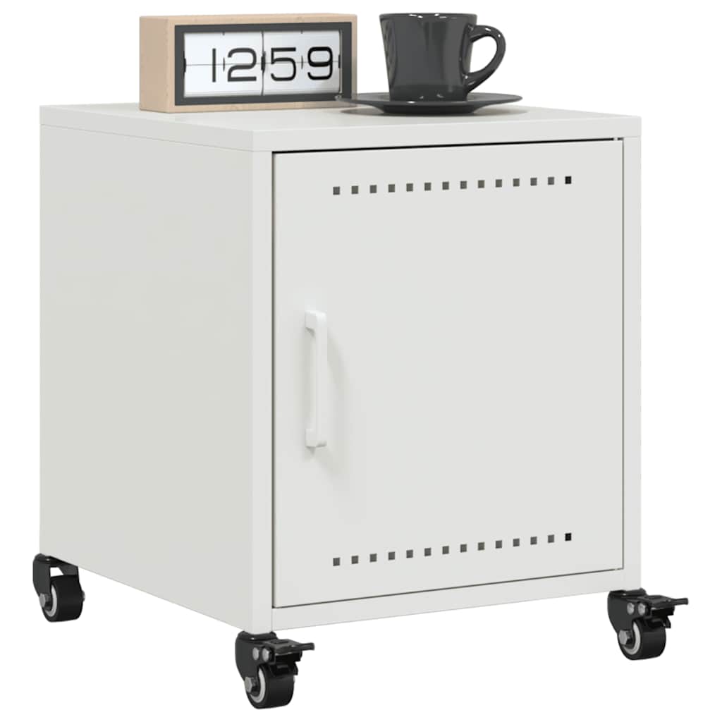 Mesas de cabeceira 2 pcs 36x39x43,5 cm aço branco