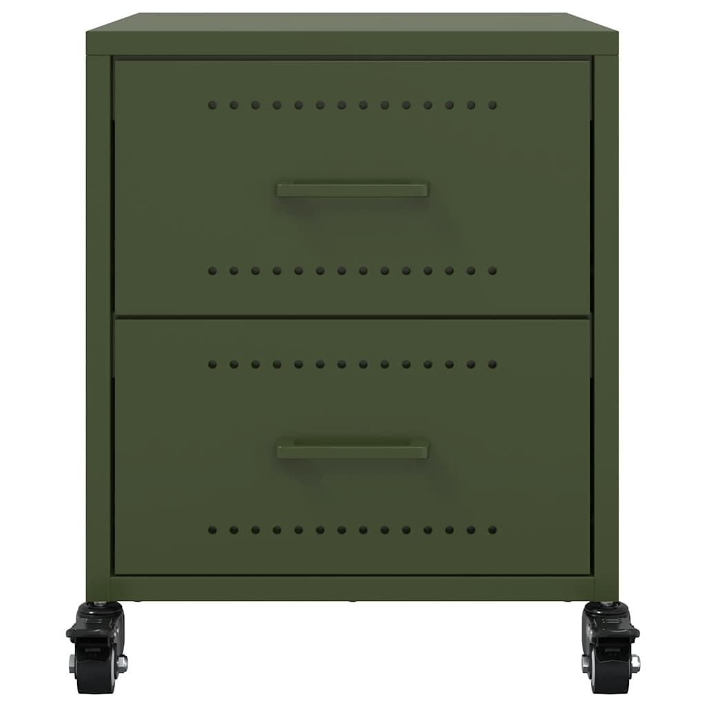 Mesas de cabeceira 2 pcs 36x39x43,5 cm aço verde-azeitona