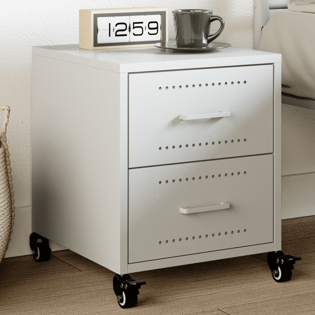 Mesa de cabeceira 36x39x43,5 cm aço branco