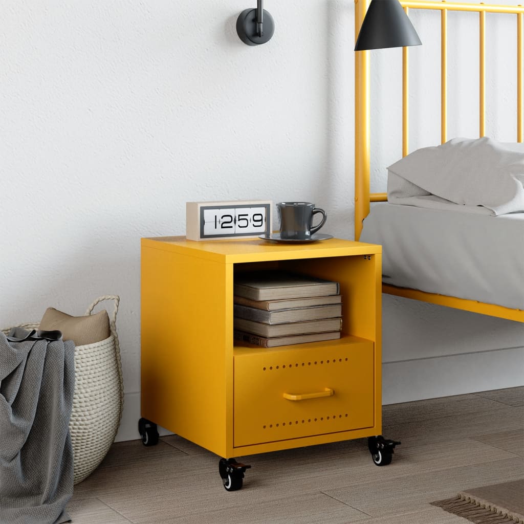 Mesa de cabeceira 36x39x43,5 cm aço amarelo mostarda
