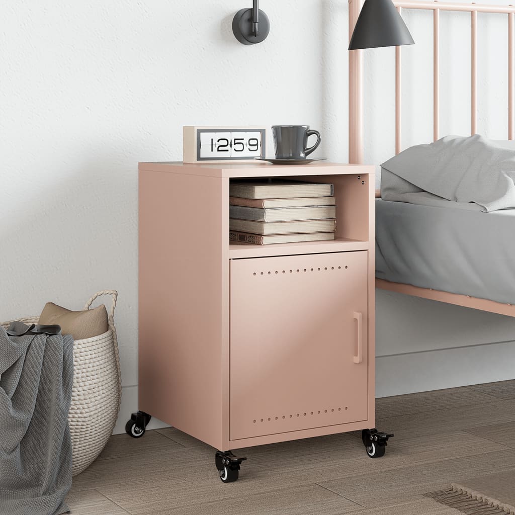 Bedside table 36x39x59 cm pink steel