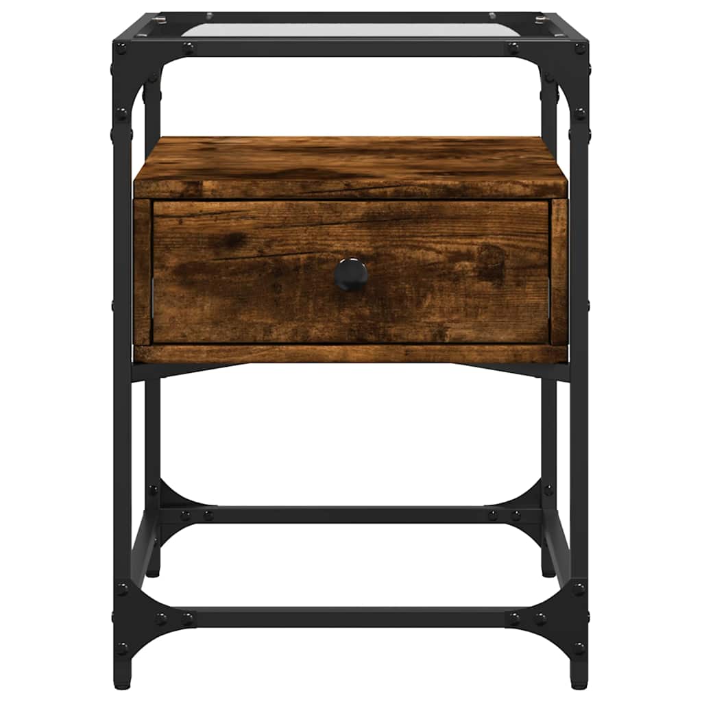 Bedside table 40x40x55 cm smoked oak wood derivatives
