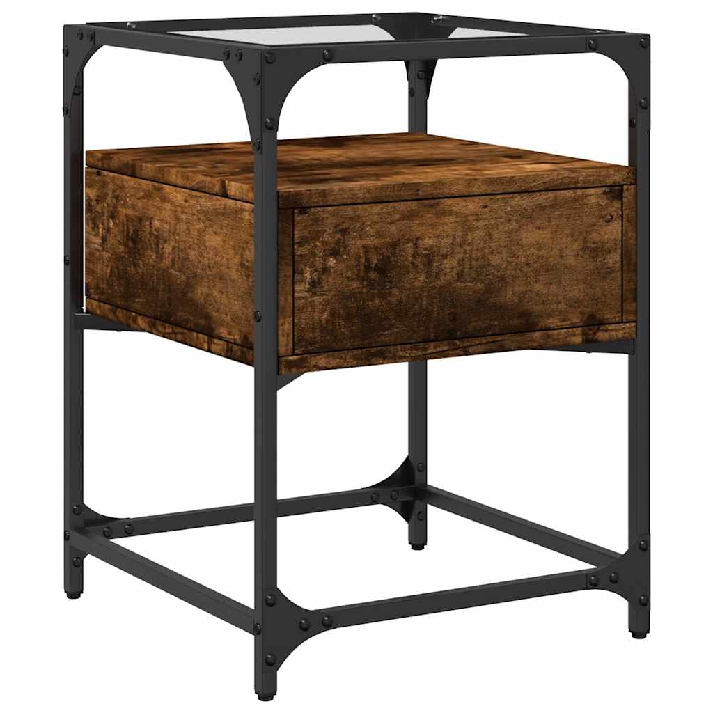 Bedside table 40x40x55 cm smoked oak wood derivatives