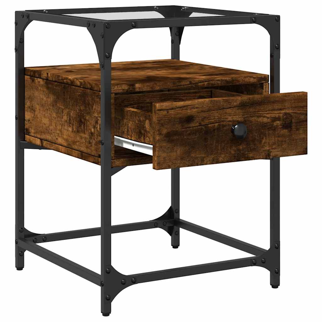 Bedside table 40x40x55 cm smoked oak wood derivatives