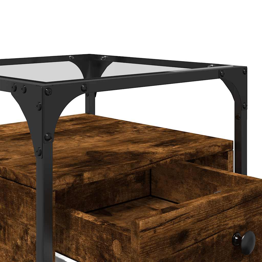Bedside table 40x40x55 cm smoked oak wood derivatives