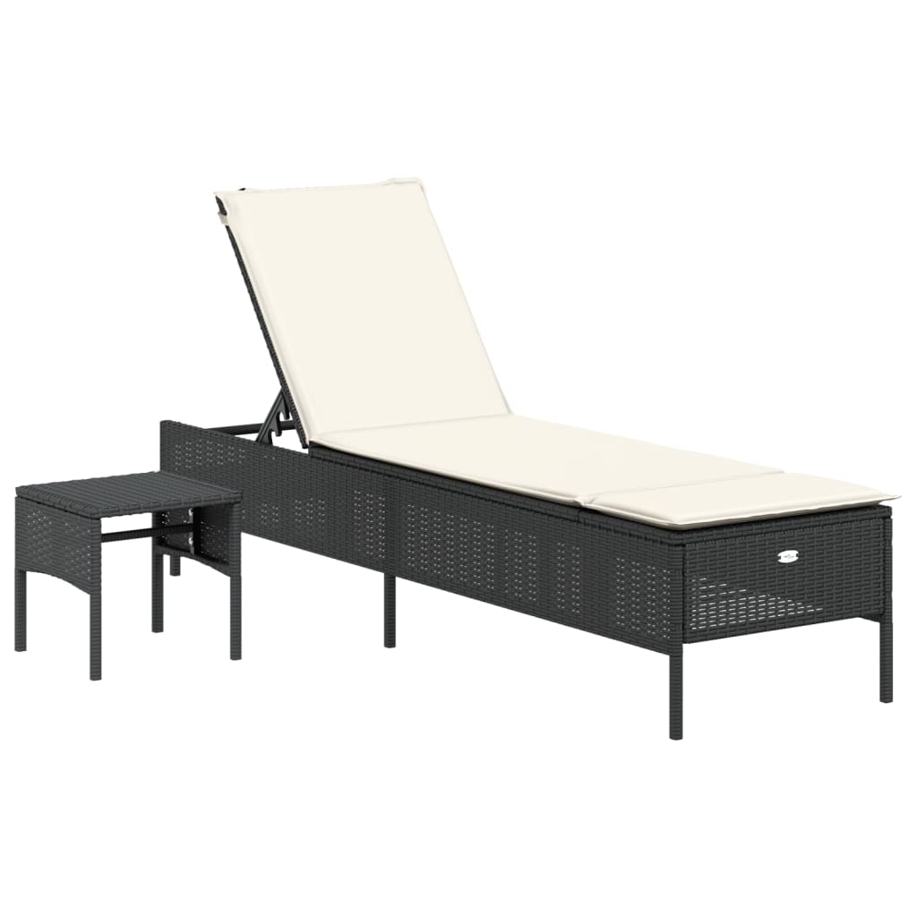 3 pcs sun lounger set with cushions poly rattan black