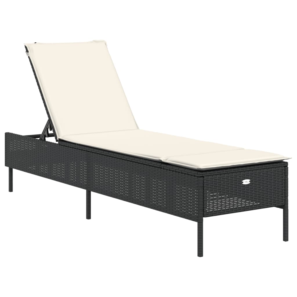 3 pcs sun lounger set with cushions poly rattan black