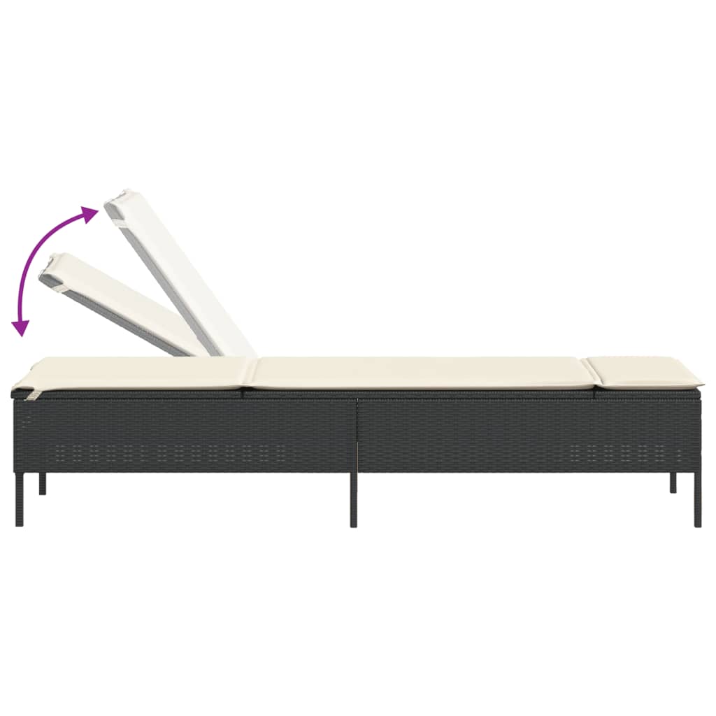 3 pcs sun lounger set with cushions poly rattan black
