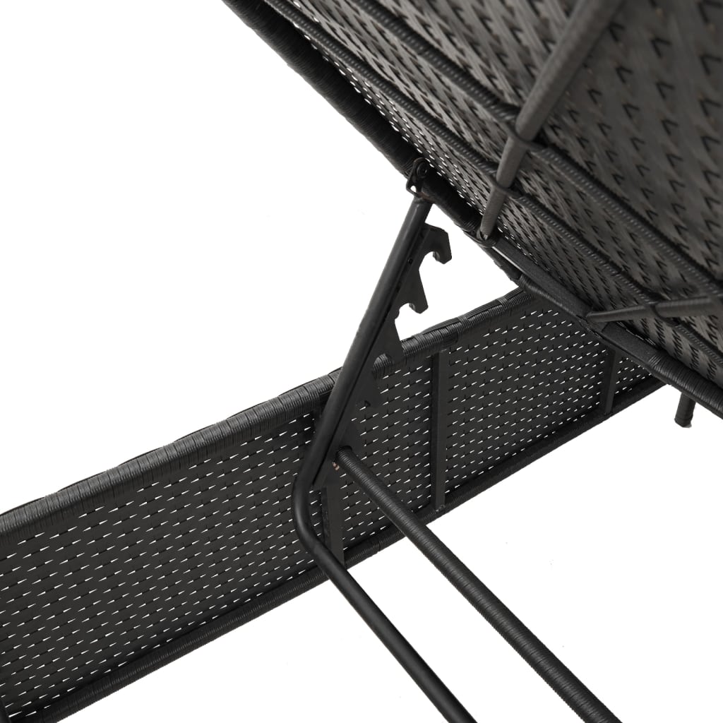 3 pcs sun lounger set with cushions poly rattan black