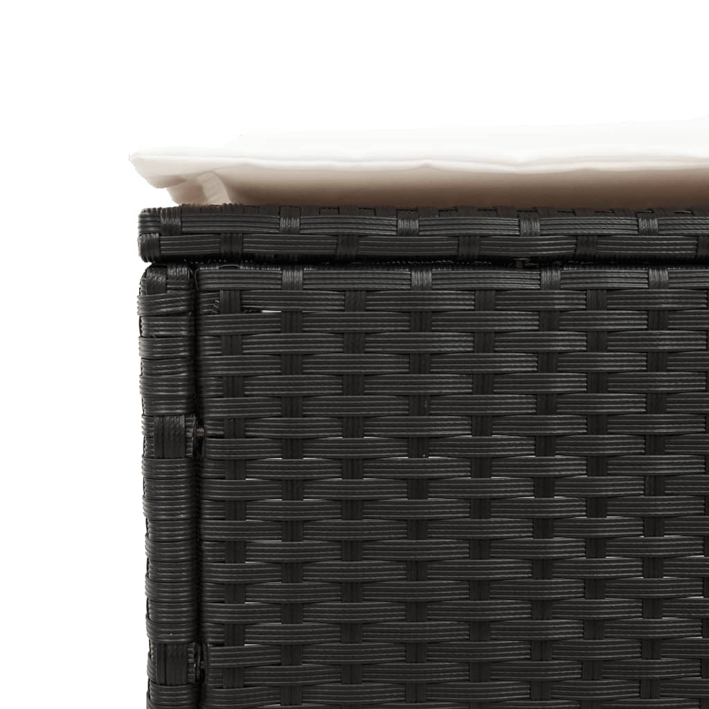 3 pcs sun lounger set with cushions poly rattan black