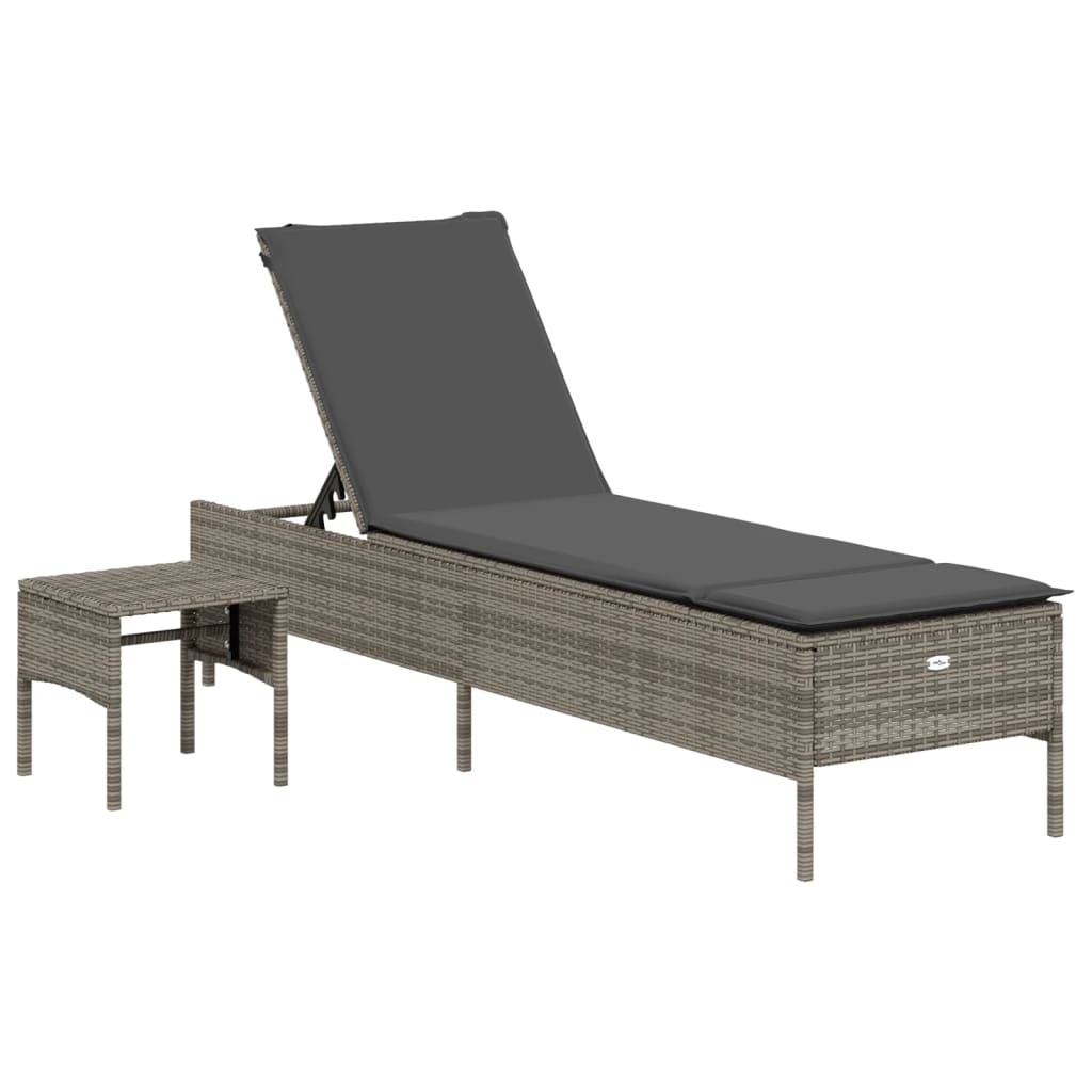 3 pcs sun lounger set with cushions poly rattan grey
