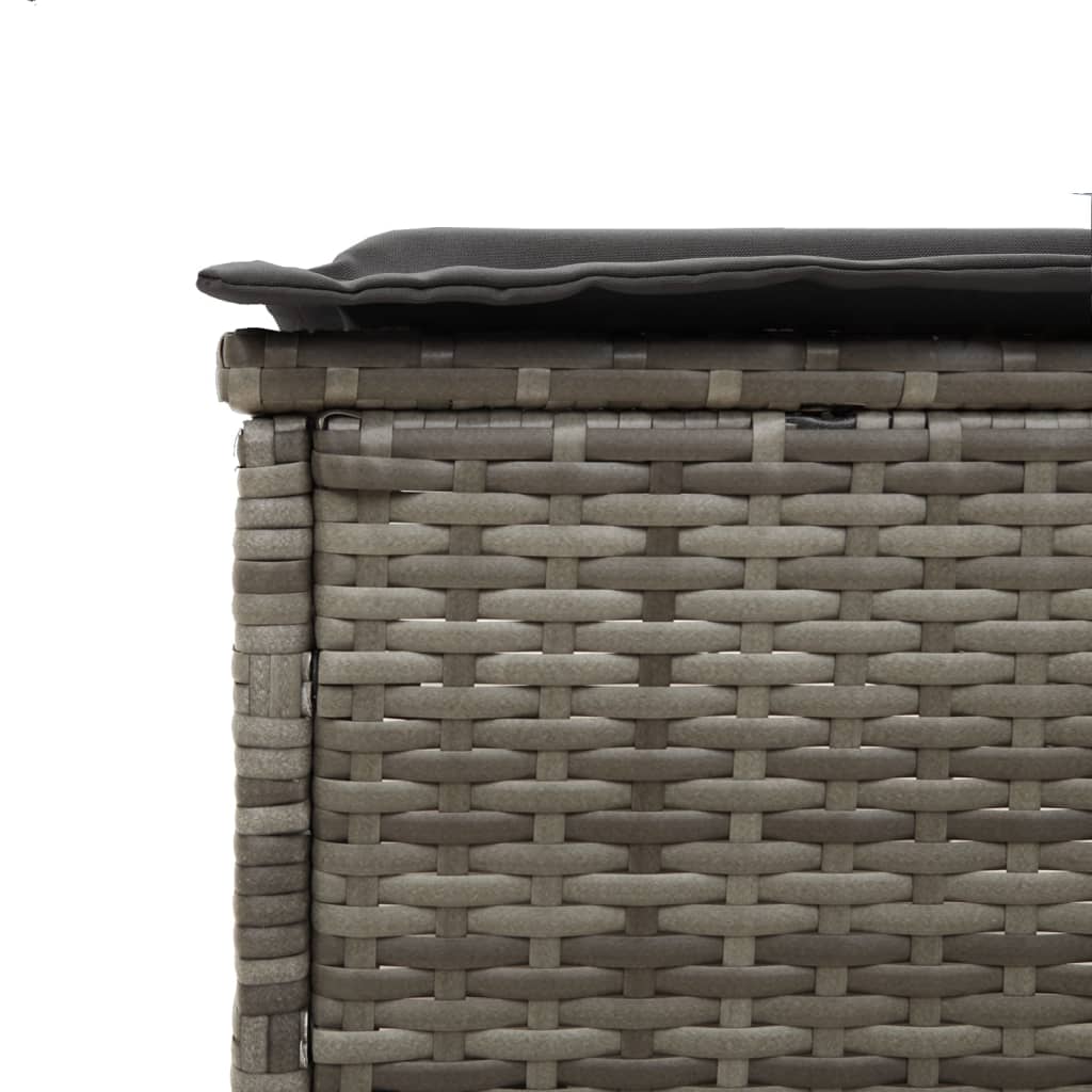 3 pcs sun lounger set with cushions poly rattan grey