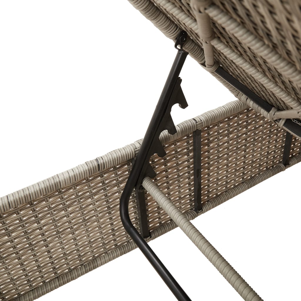 3 pcs sun lounger set with cushions light grey poly rattan