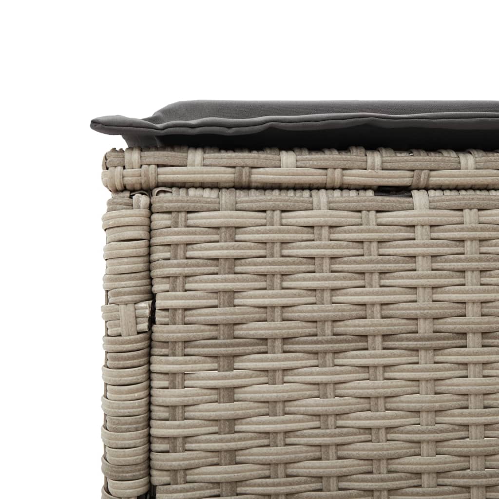 3 pcs sun lounger set with cushions light grey poly rattan