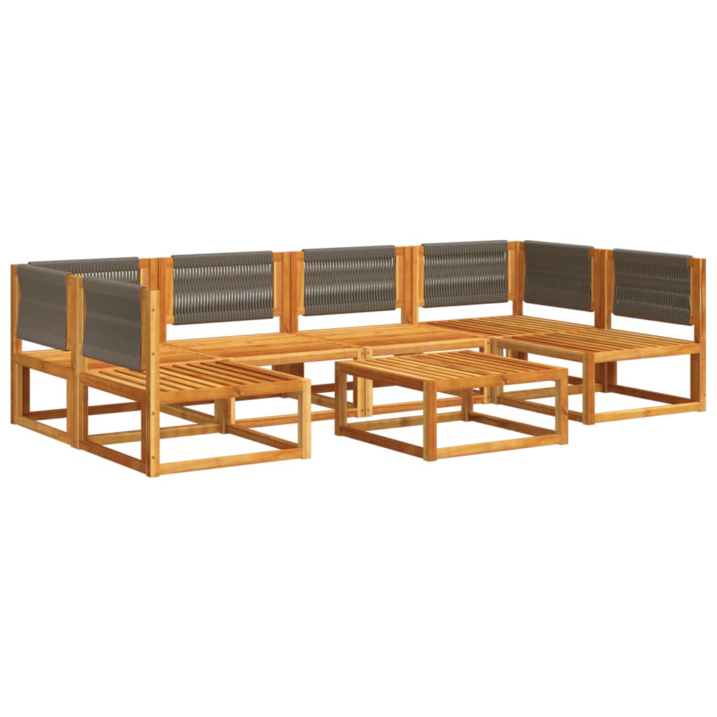 7 pcs garden sofa set with cushions solid acacia wood