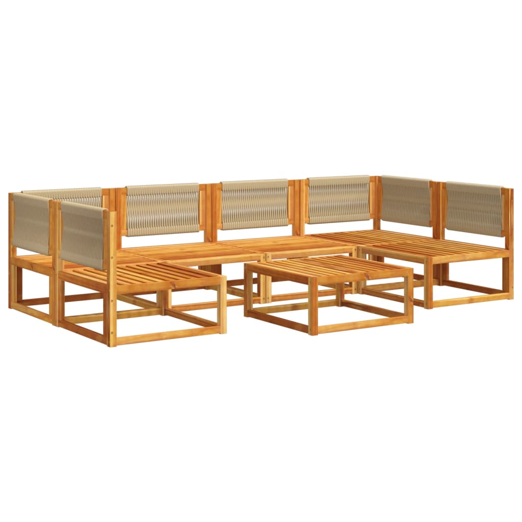 7 pcs garden sofa set with cushions solid acacia wood