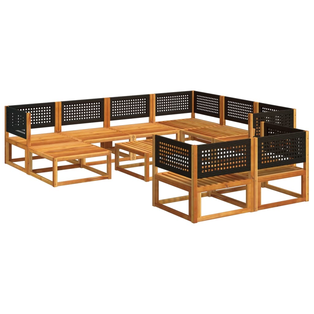 10 pcs conjunto de sofás de jardim com almofadões acácia maciça