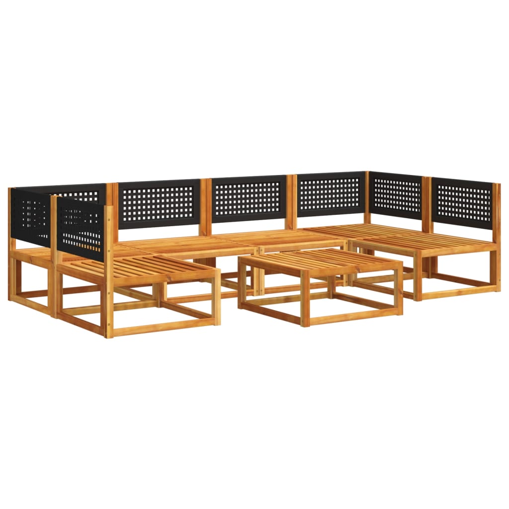 7 pcs garden sofa set with cushions solid acacia wood