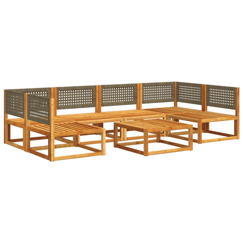7 pcs garden sofa set with cushions solid acacia wood