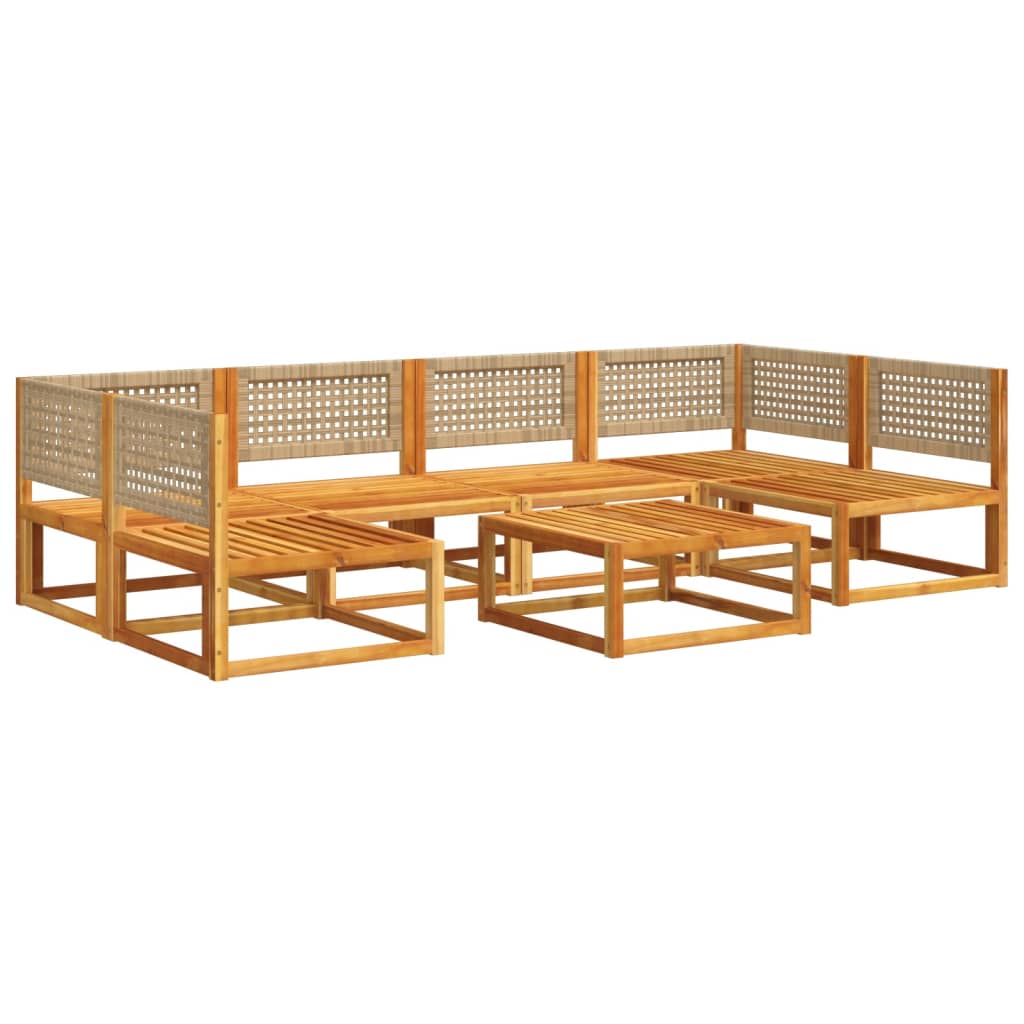 7 pcs garden sofa set with cushions solid acacia wood