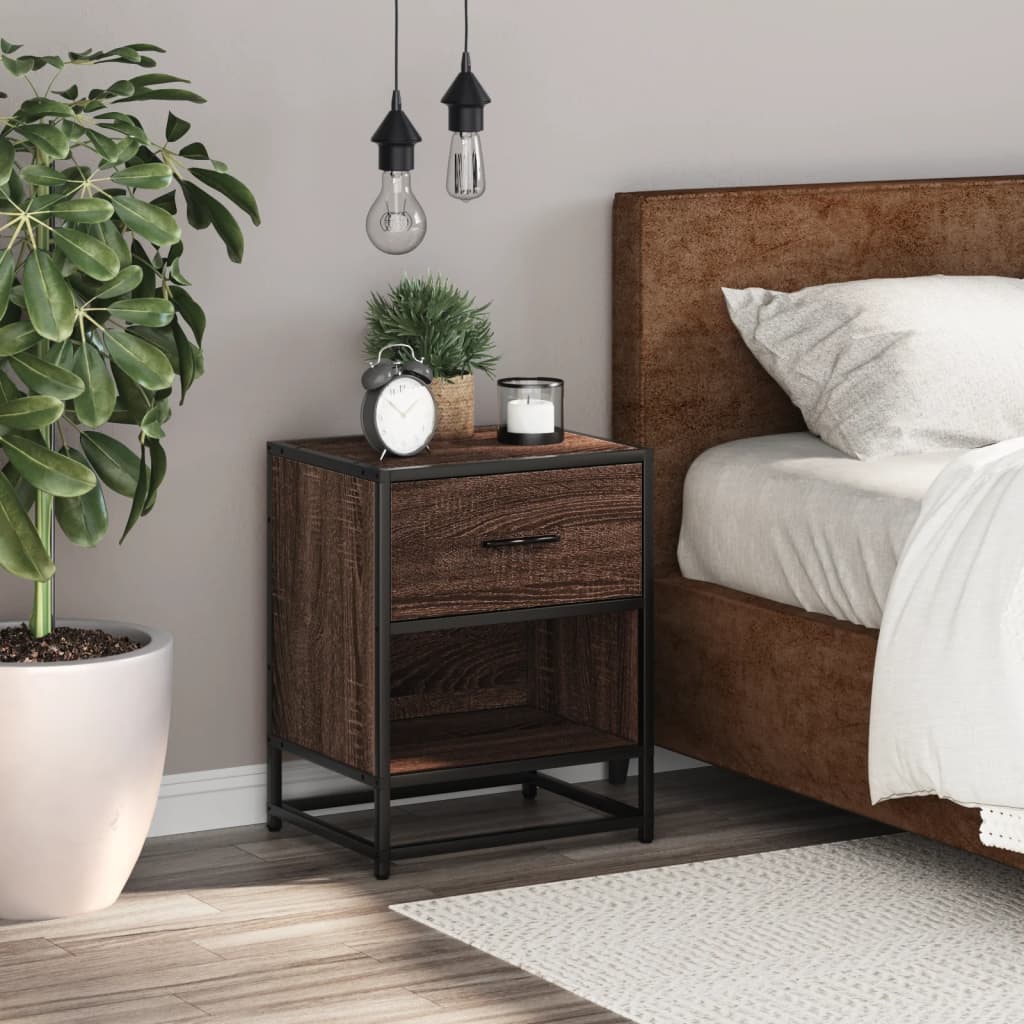 Bedside table 40x31x50 cm derived from brown oak wood