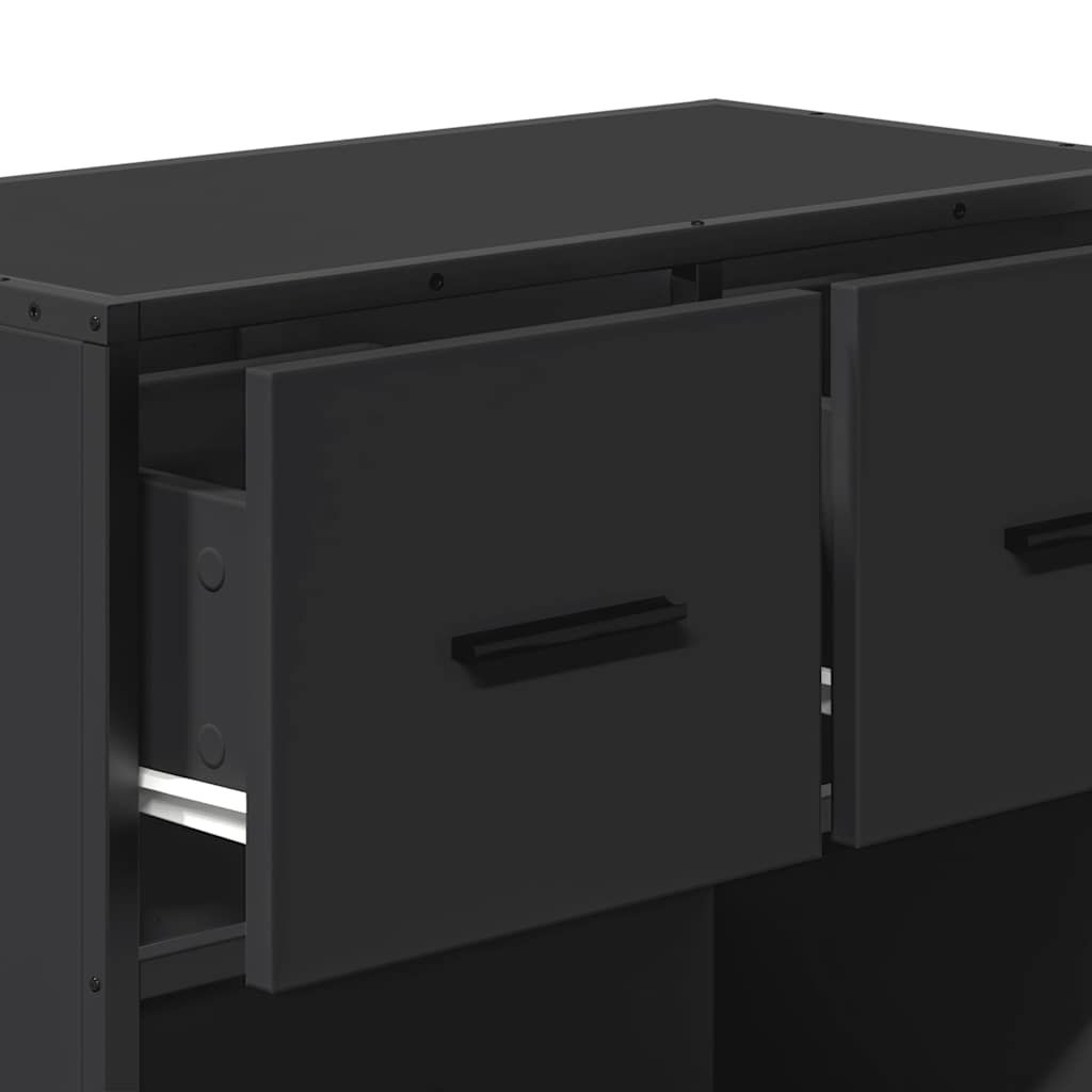 Mesa de cabeceira 60x31x60 cm madeira e metal preto