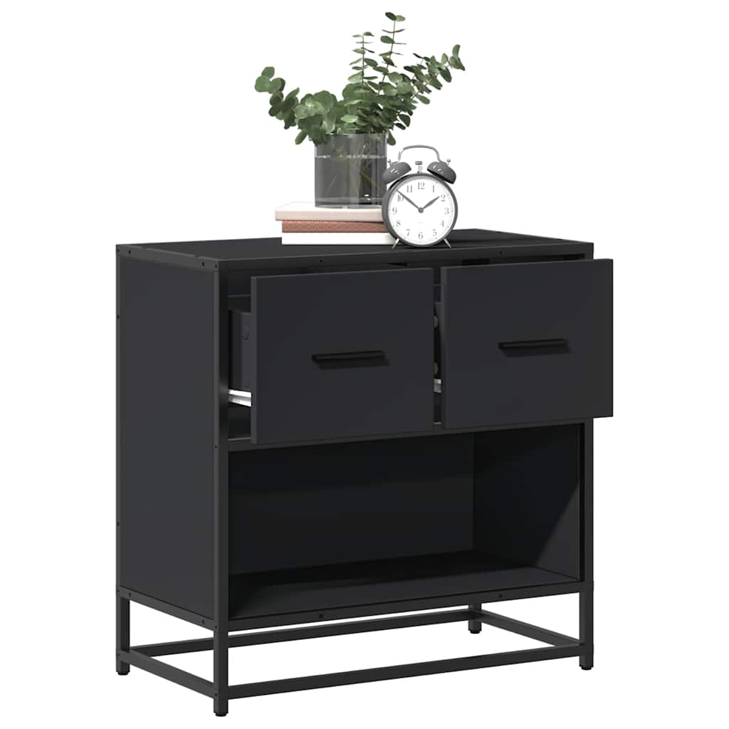 Mesa de cabeceira 60x31x60 cm madeira e metal preto