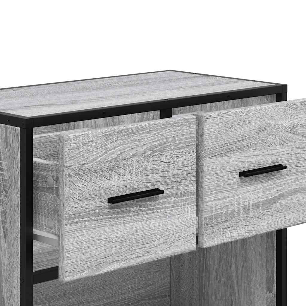 Mesa de cabeceira Sonoma 60x31x60 cm madeira e metal cinzento