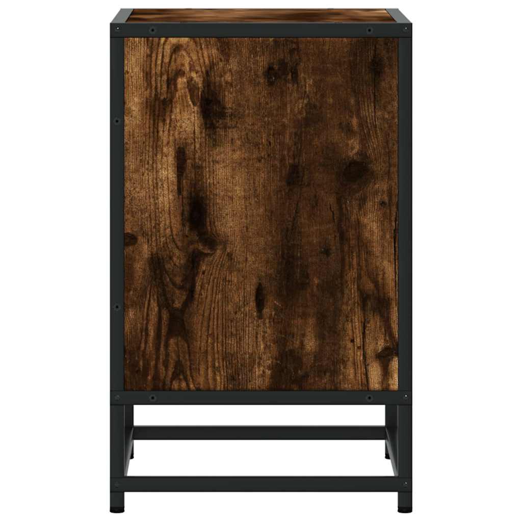 Mesa de cabeceira em carvalho fumado 40x31x50cm madeira e metal