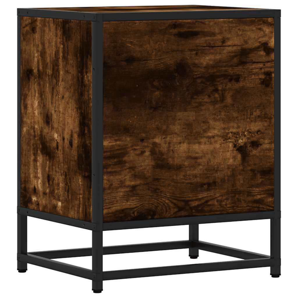 Mesa de cabeceira em carvalho fumado 40x31x50cm madeira e metal