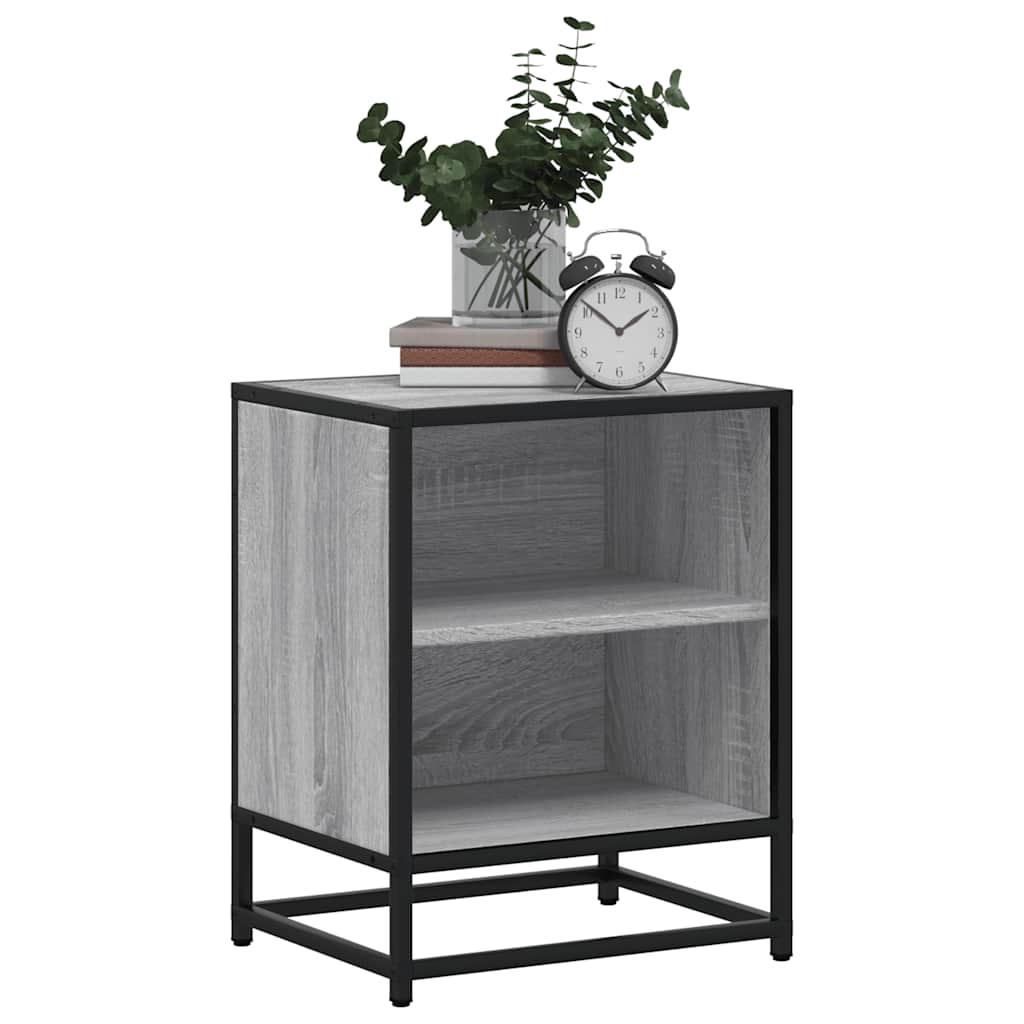 Mesa de cabeceira sonoma 40x31x50 cm madeira e metal cinzento