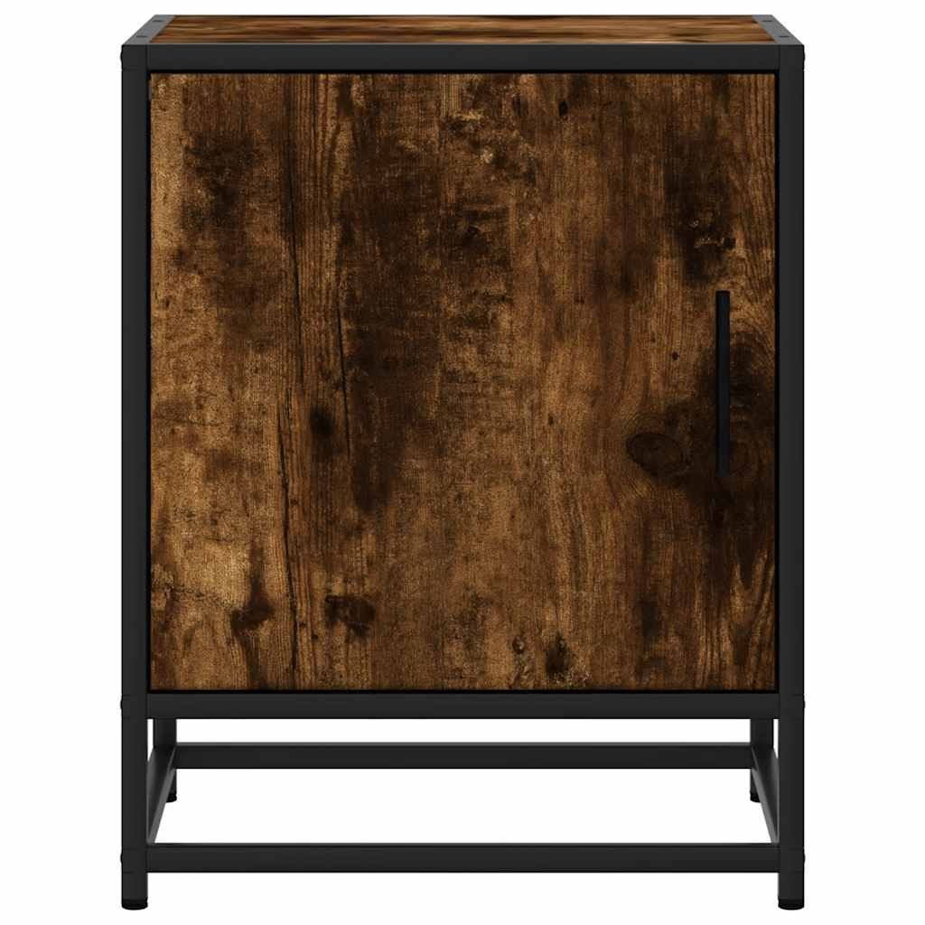 Mesa de cabeceira em carvalho fumado 40x31x50cm madeira e metal