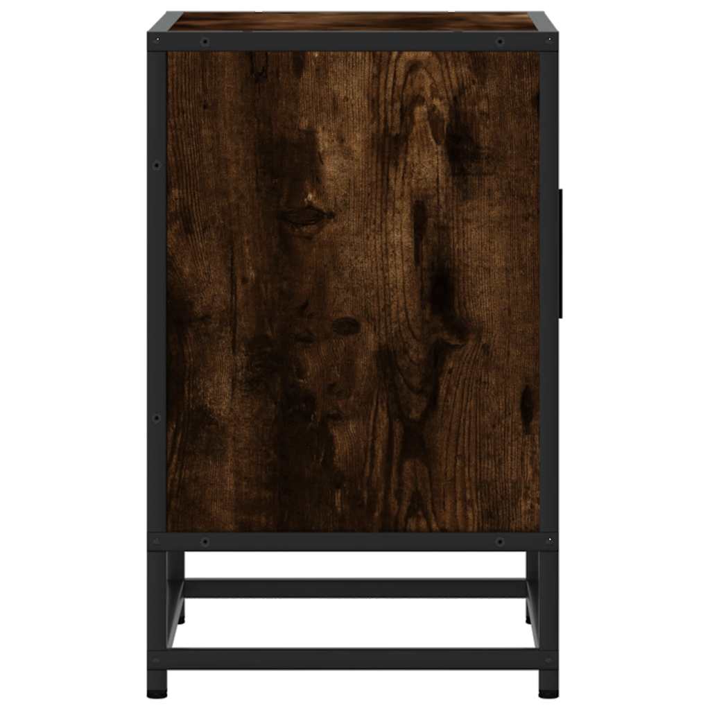 Mesa de cabeceira em carvalho fumado 40x31x50cm madeira e metal