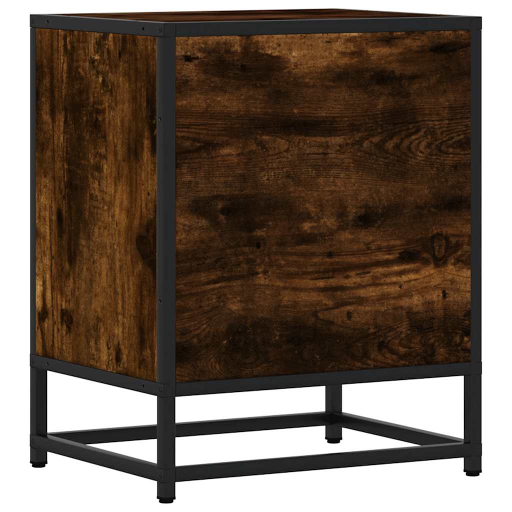 Mesa de cabeceira em carvalho fumado 40x31x50cm madeira e metal